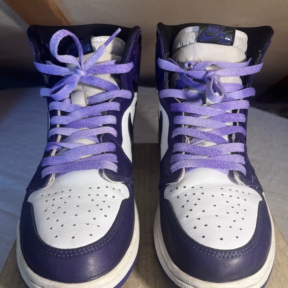 Nike Retro Court Purple Air Jordan 1 High Top Basketball Shoes - Picture 4 of 10
